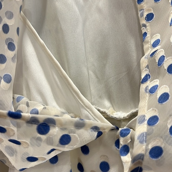 EUC Lovers & Friends blue velvet dotted white georgette fabric shorts romper - Picture 12 of 15